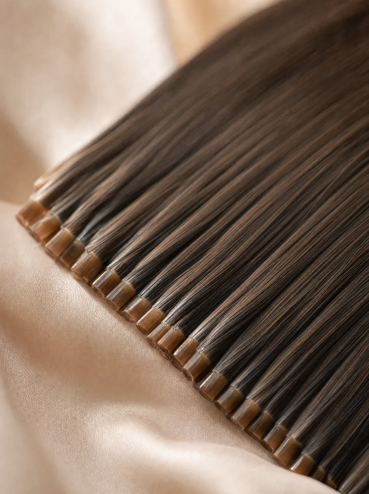 Illustration of keratin strands with their fine bonds